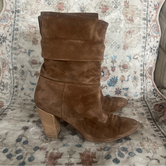 Manolo Blahnik Shoes - Manolo Blahnik Brown Suede Heeled Boots
